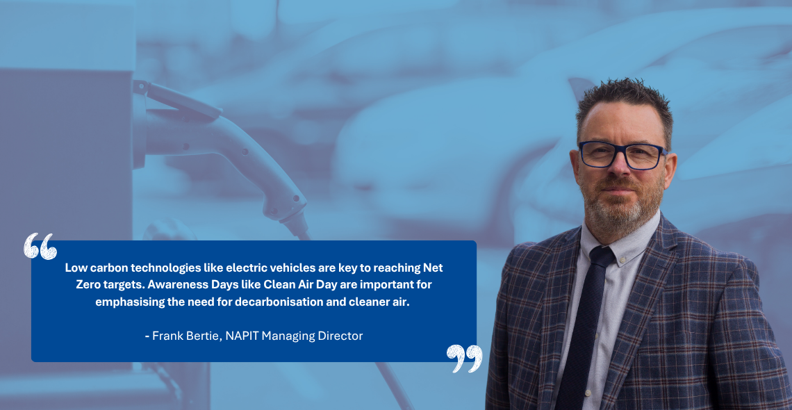 Frank Bertie pictured in front of image of Electric vehicle Chargepoint