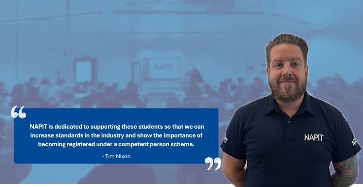 Tim Nixon presenting to college students