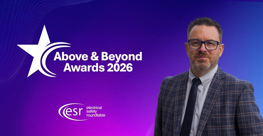 Frank Bertie pictured next to ESR Awards Logo
