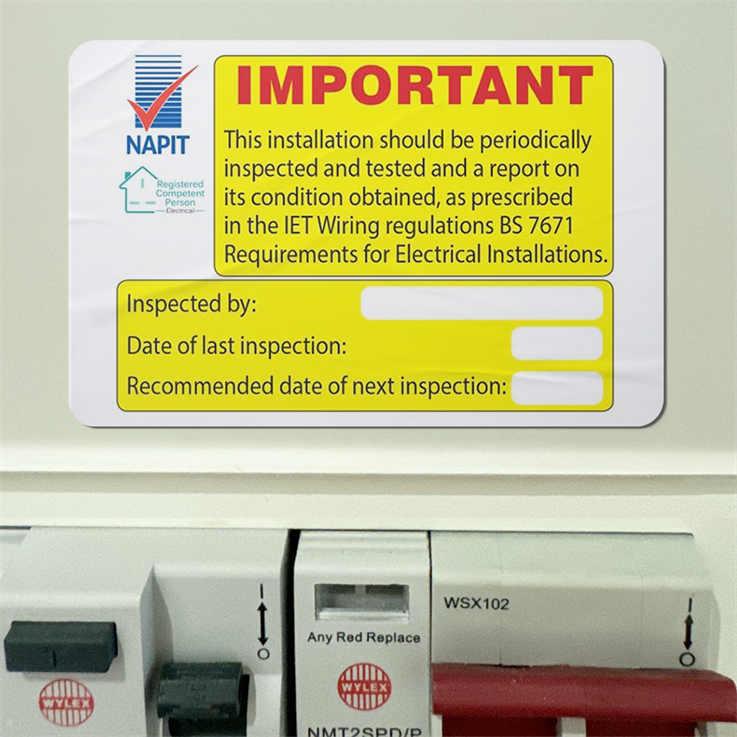 Periodic Inspection and Test Labels NAPIT Installer Style 3